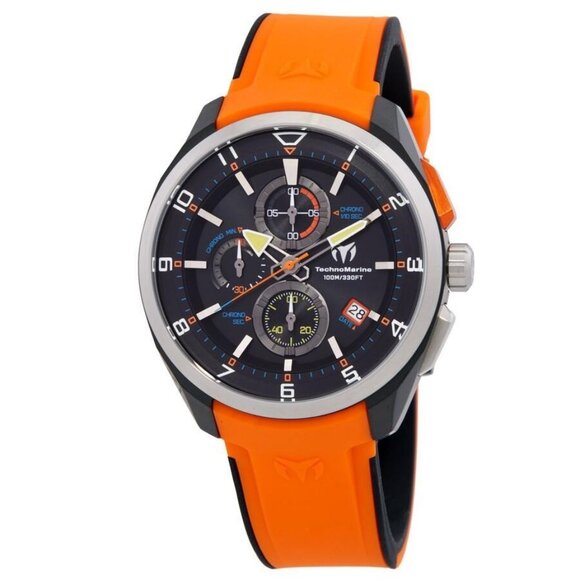 NWT Authentic Technomarine Ocean Chronograph Quartz Black Dial Men's Watch - Picture 1 of 3